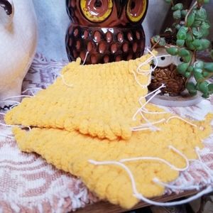 🆕️Handmade Woven Crochet Coasters in Lemon Yellow (Set of 2)